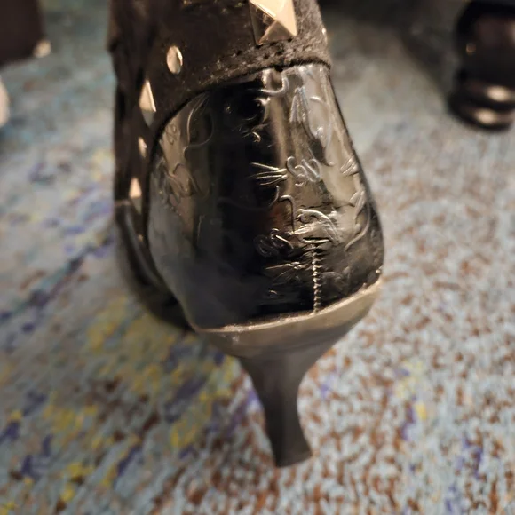 Vintage Baby Phat Black Wedge Boots with Fur Trim LIKE NEW Not a RHINESTONE GONE - Picture 5 of 8